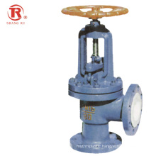 Angle type Fluorine lined Flange Globe Valve for Corrosive